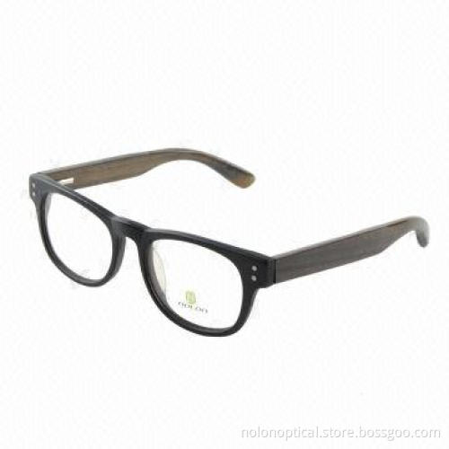 Eye-wear glasses with wood temple and tortoise acetate front, OEM/ODM are welcome